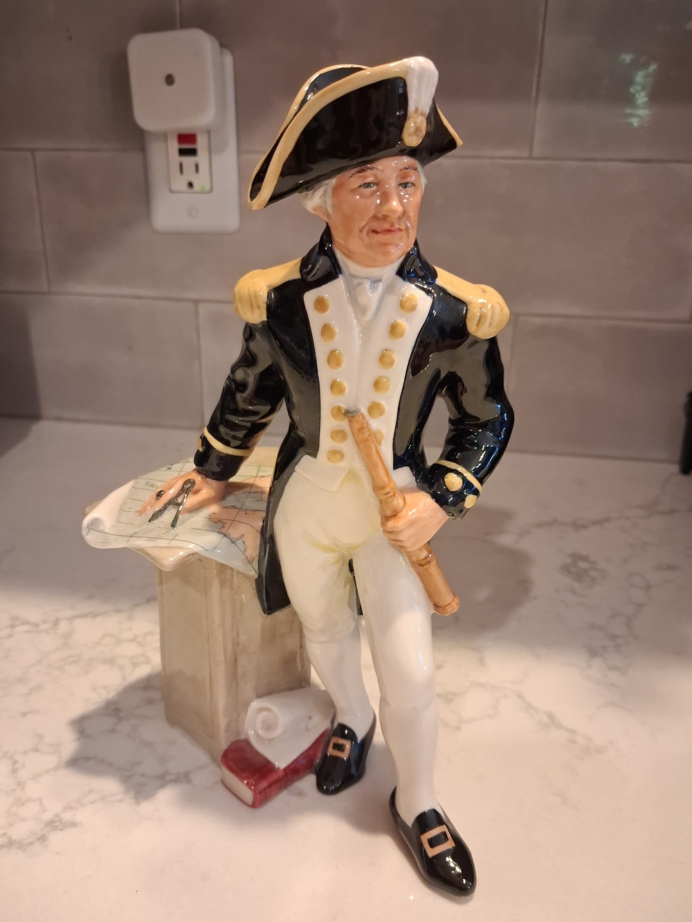 Navy Officer Porcelain Figurine in Black and Cream